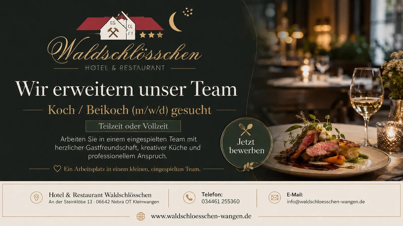 Waldschlösschen Hotel und Restaurant in Nebra sucht Koch und Beikoch