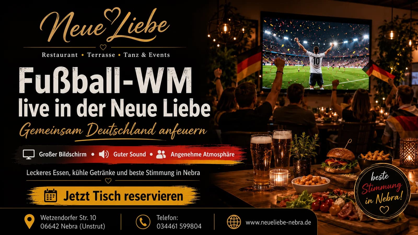 Fußball-WM live in der Neue Liebe in Nebra auf großem Bildschirm
